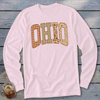 Ohio Faux Embroidery Letters Long Sleeve Tee