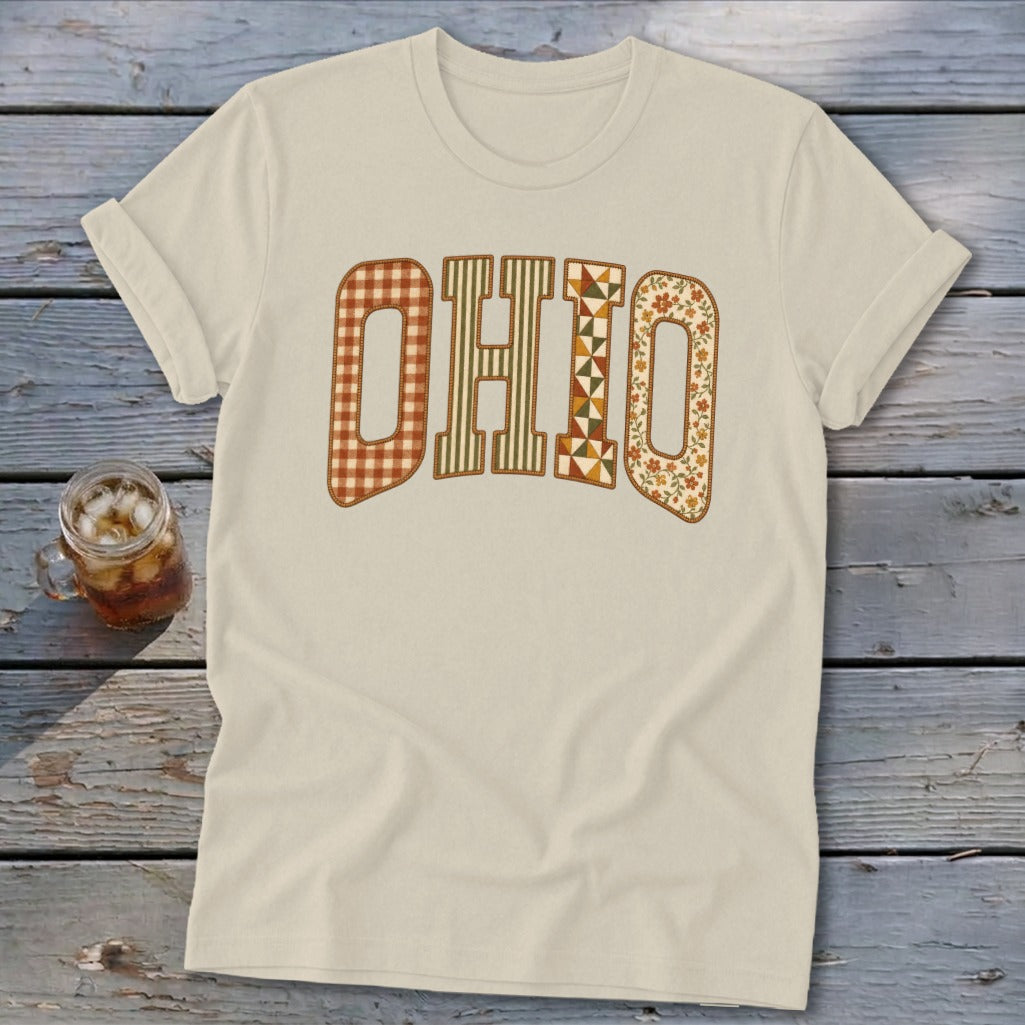 Ohio Faux Embroidery Letters Softstyle Tee