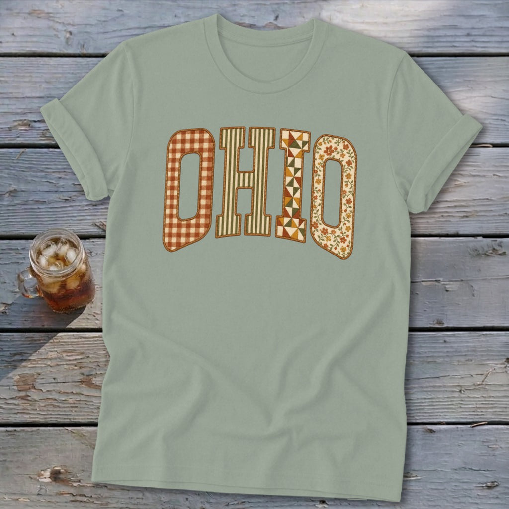 Ohio Faux Embroidery Letters Softstyle Tee
