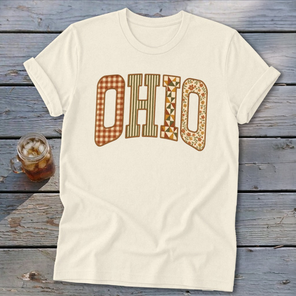 Ohio Faux Embroidery Letters Softstyle Tee