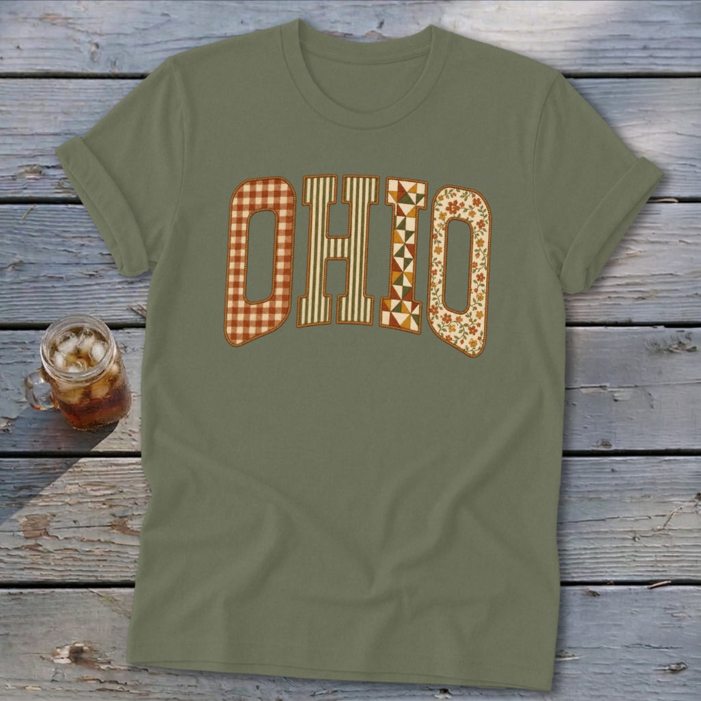 Ohio Faux Embroidery Letters Softstyle Tee