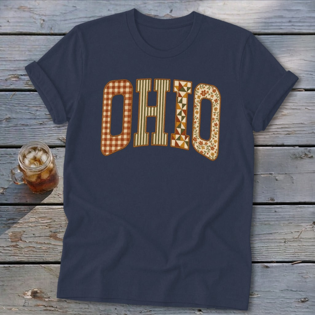 Ohio Faux Embroidery Letters Softstyle Tee