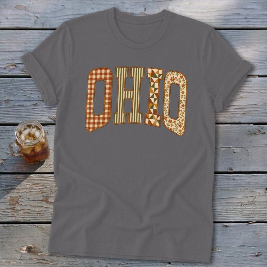 Ohio Faux Embroidery Letters Softstyle Tee