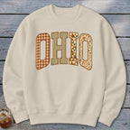 Ohio Faux Embroidery Letters Sweatshirt