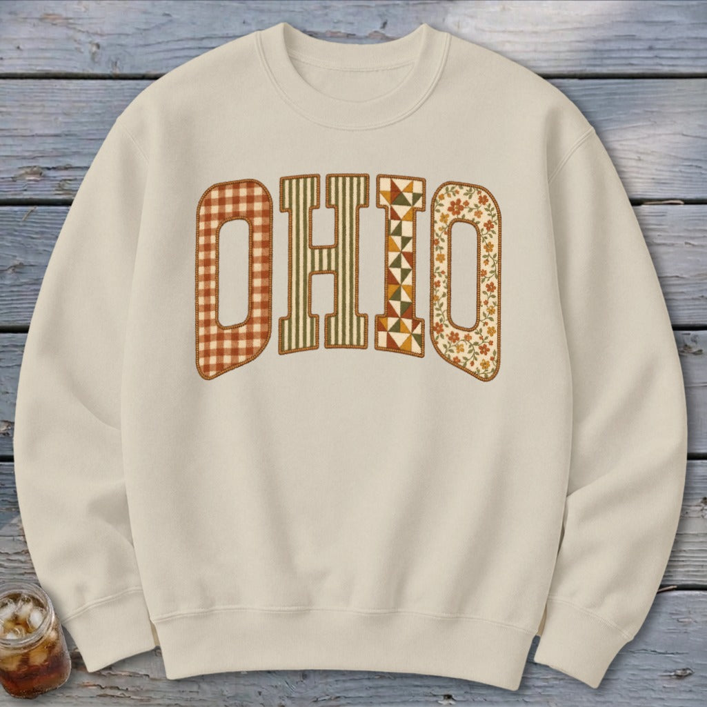 Ohio Faux Embroidery Letters Sweatshirt
