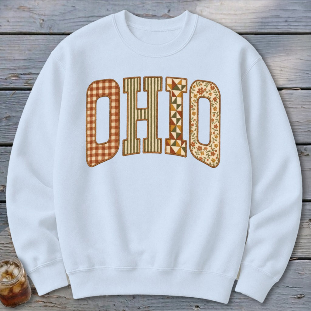 Ohio Faux Embroidery Letters Sweatshirt