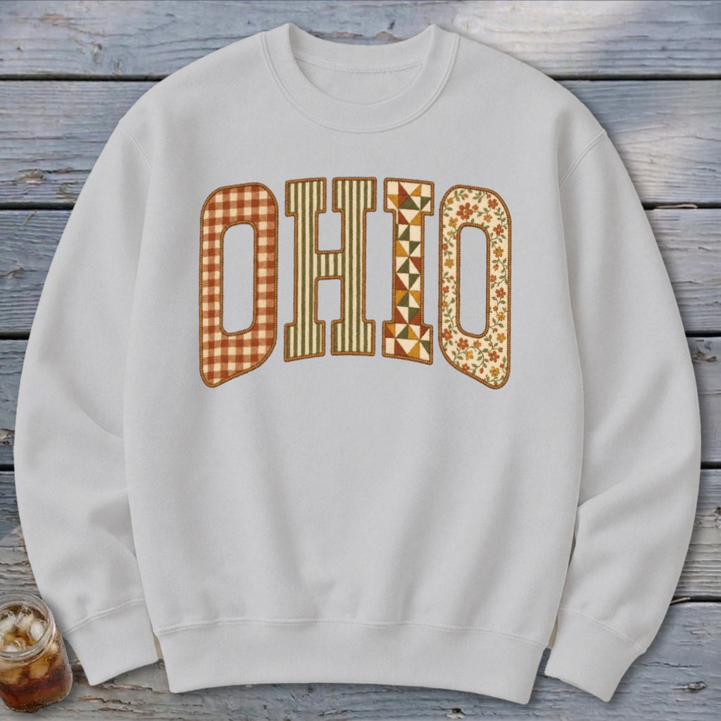 Ohio Faux Embroidery Letters Sweatshirt