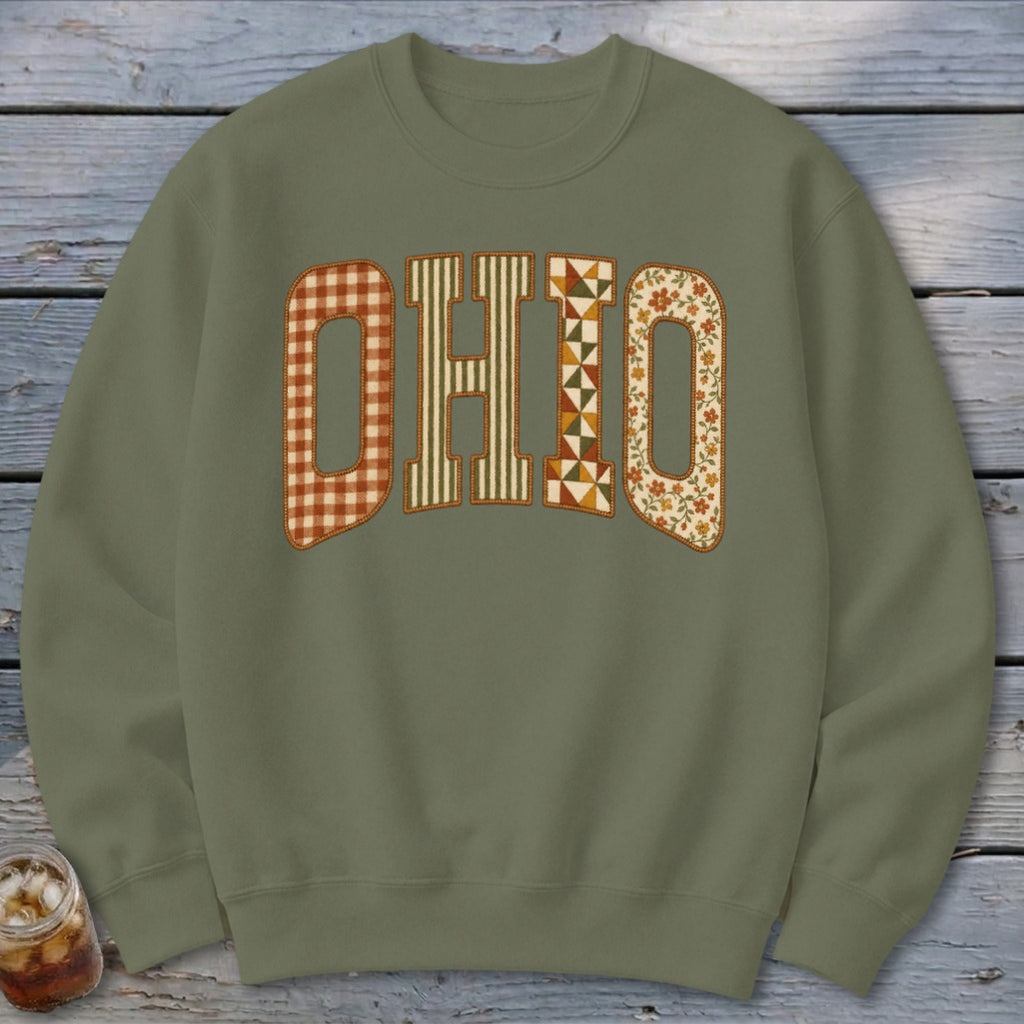 Ohio Faux Embroidery Letters Sweatshirt