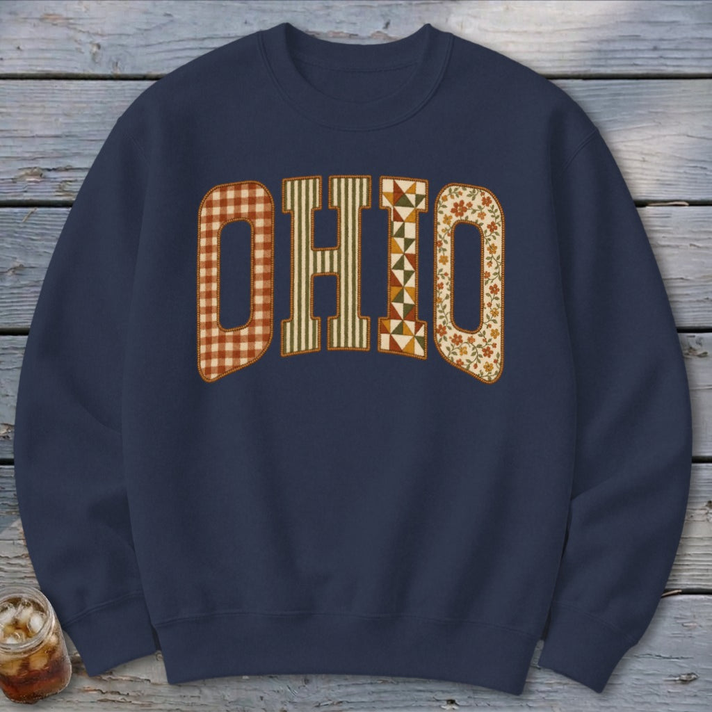 Ohio Faux Embroidery Letters Sweatshirt