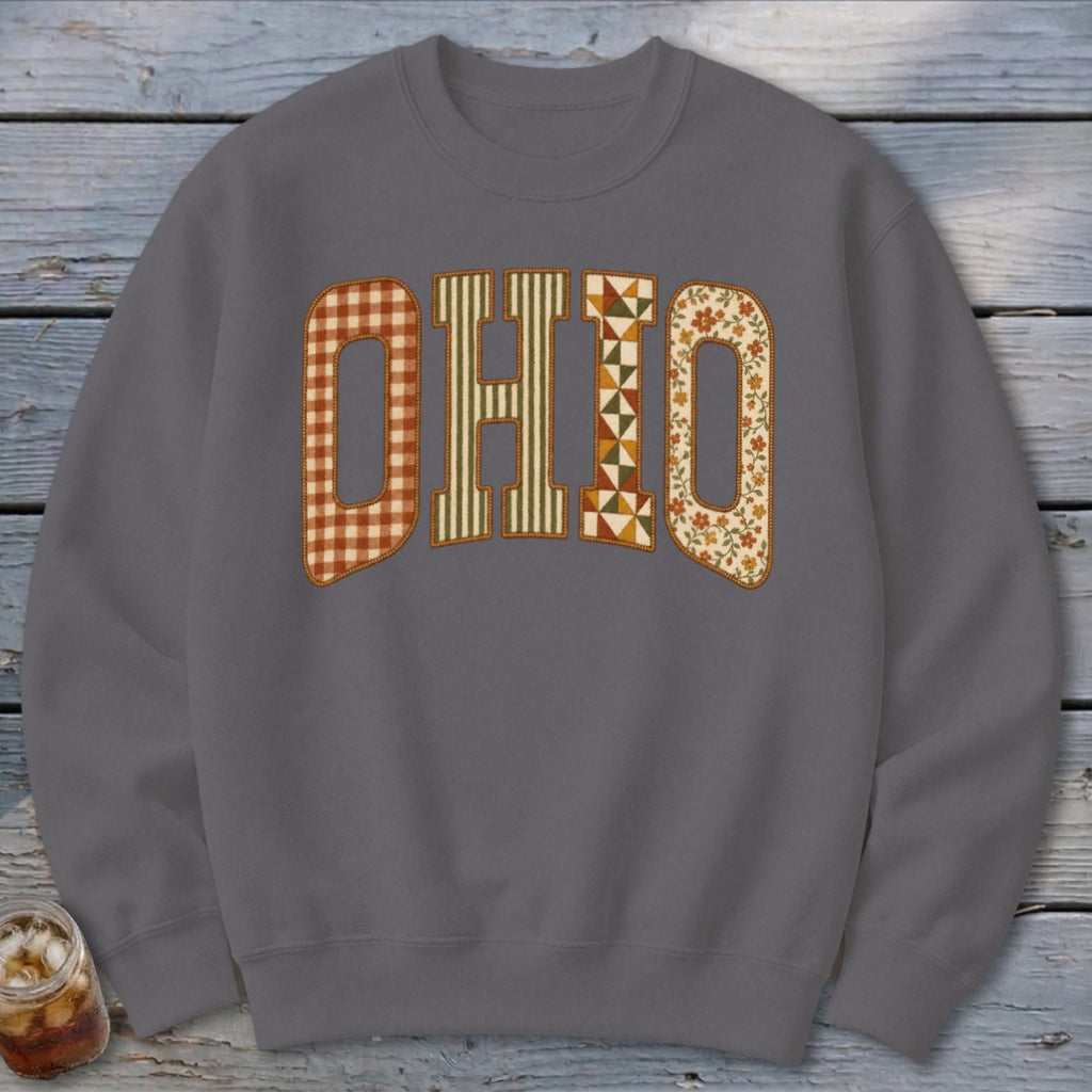 Ohio Faux Embroidery Letters Sweatshirt