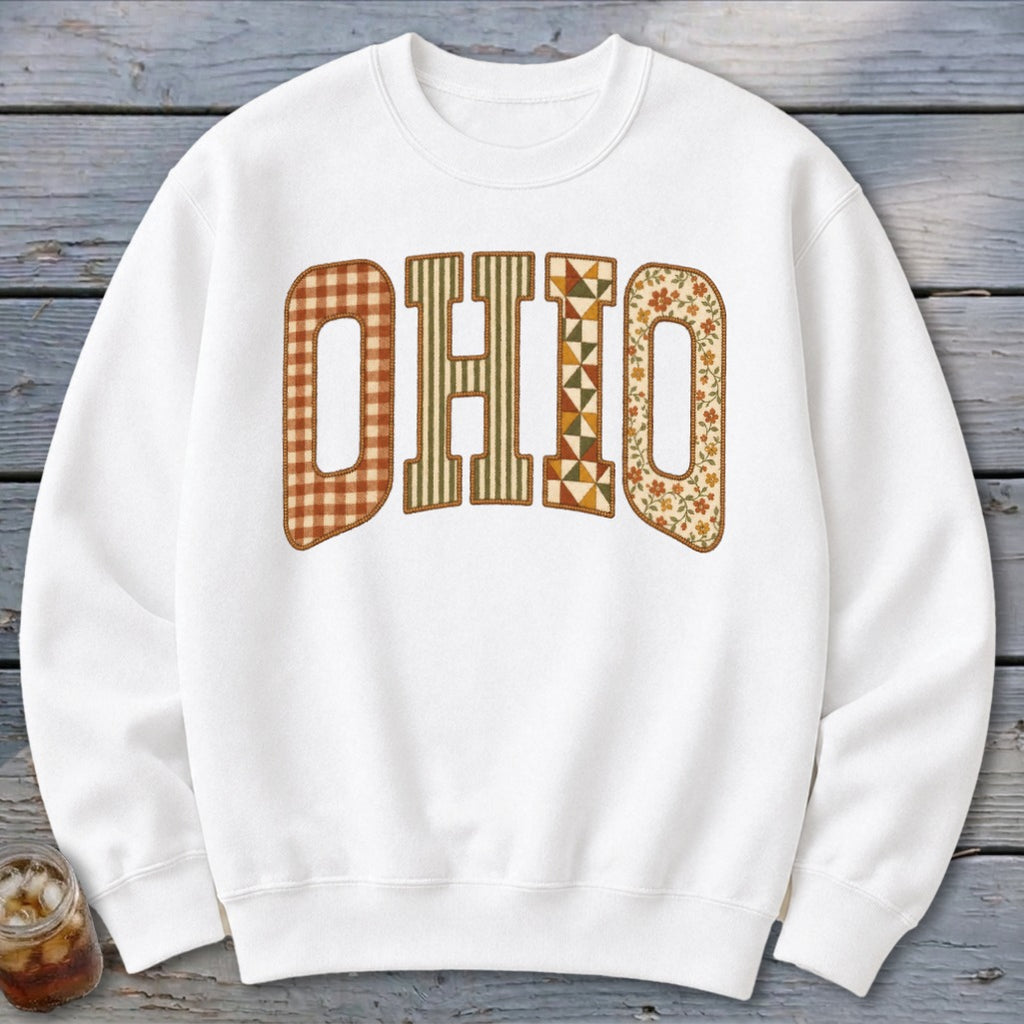 Ohio Faux Embroidery Letters Sweatshirt