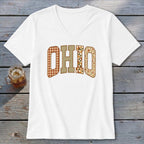 Ohio Faux Embroidery Letters V-neck