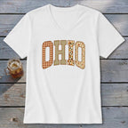 Ohio Faux Embroidery Letters V-neck