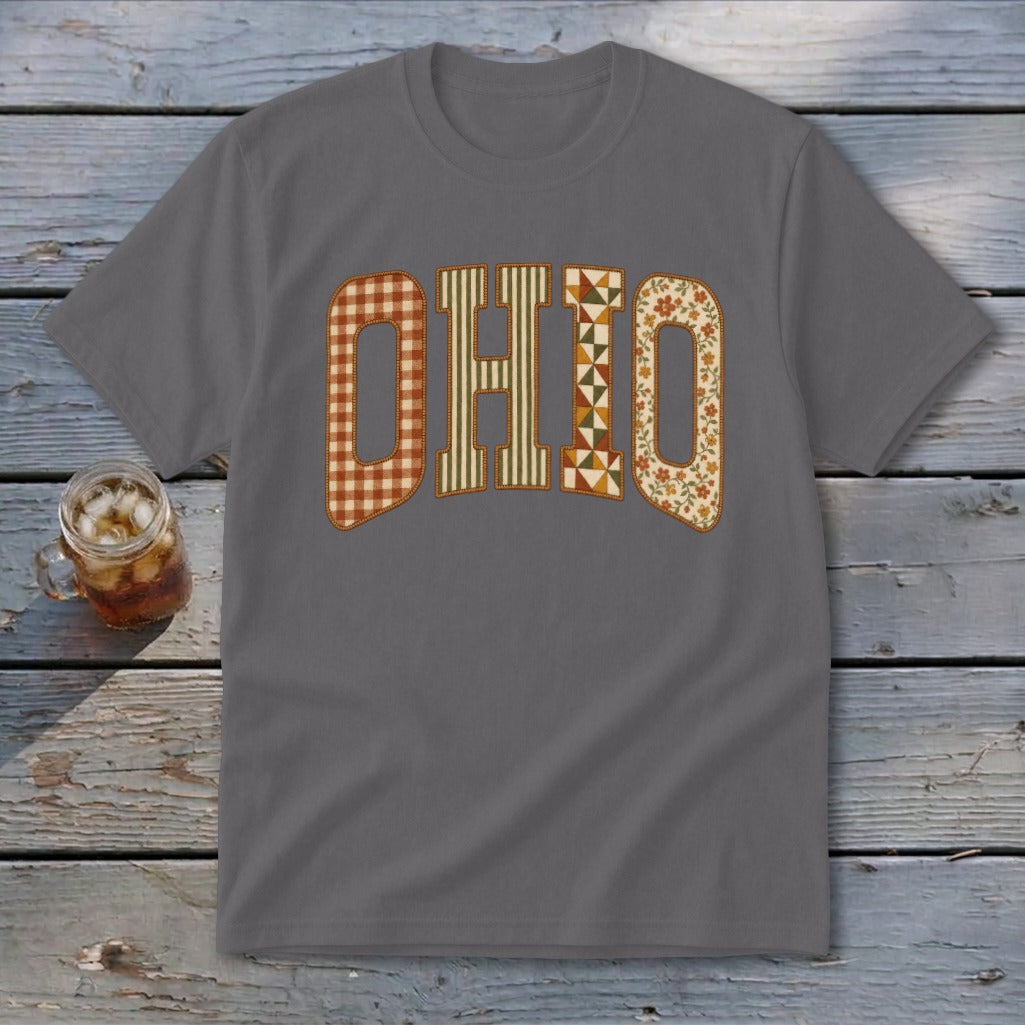 Ohio Faux Embroidery Letters Youth Tee