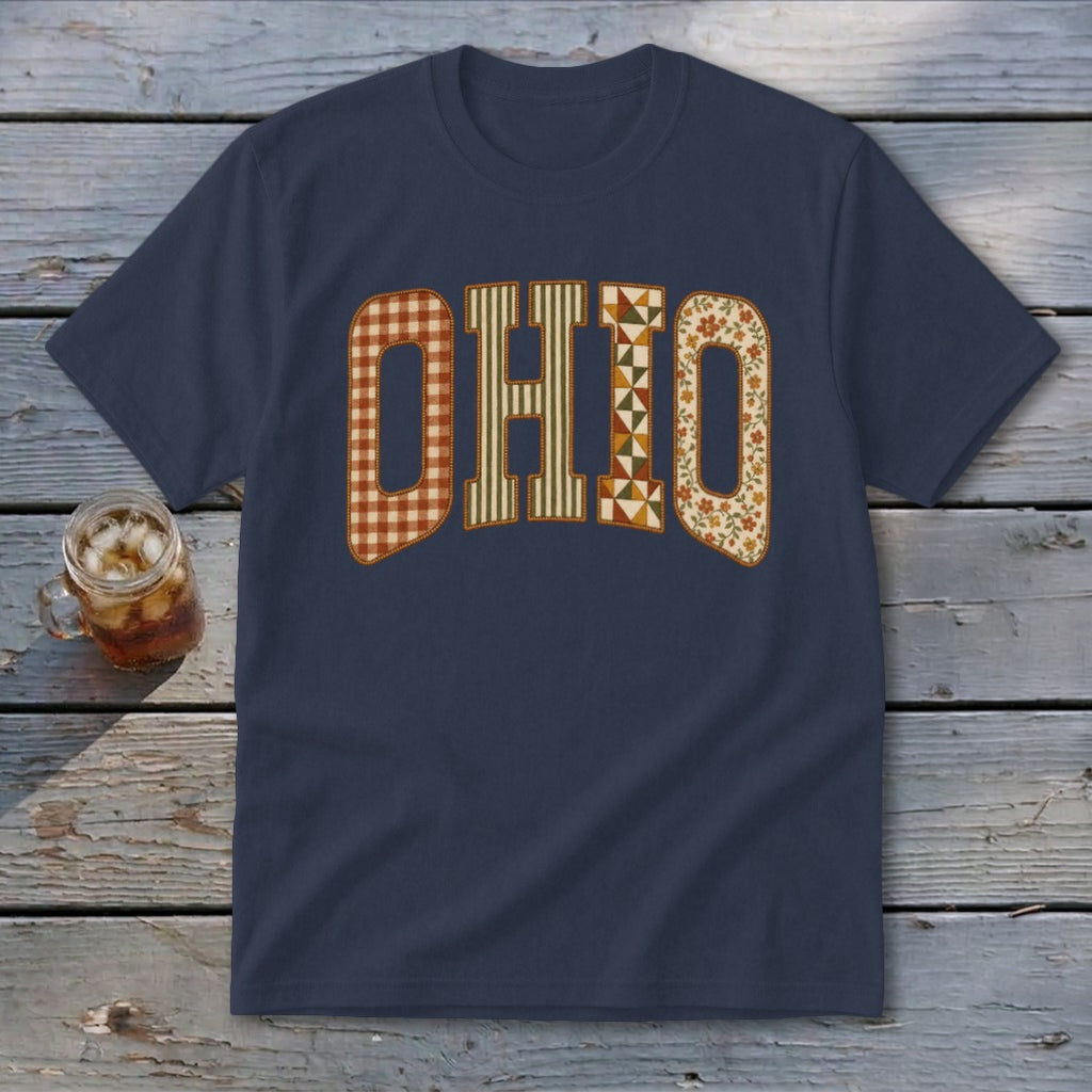 Ohio Faux Embroidery Letters Youth Tee