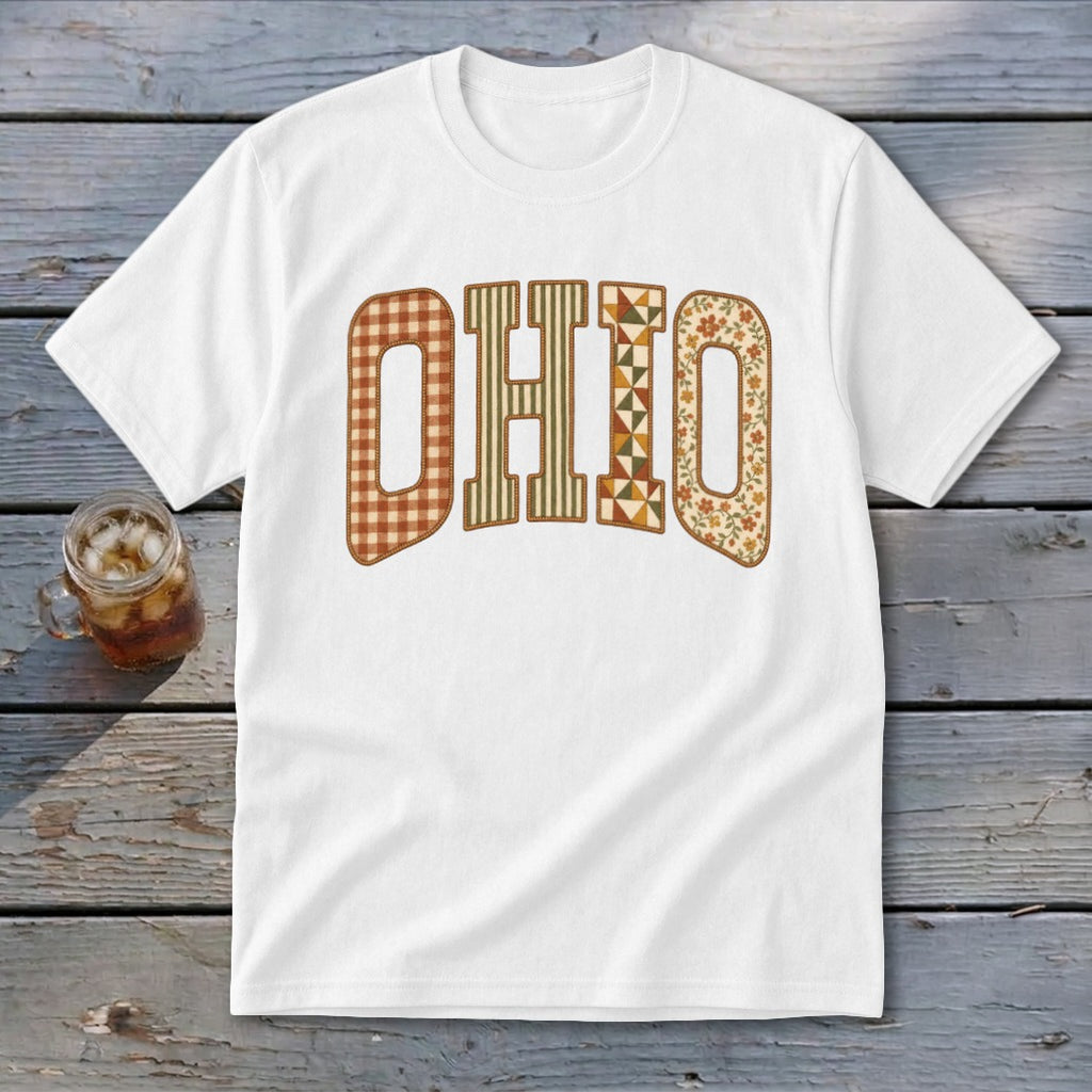 Ohio Faux Embroidery Letters Youth Tee