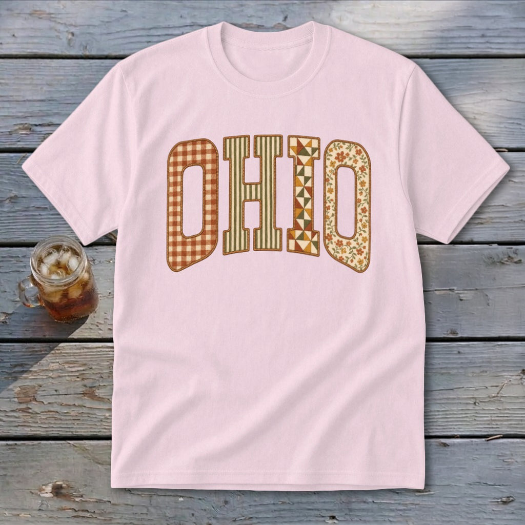 Ohio Faux Embroidery Letters Youth Tee