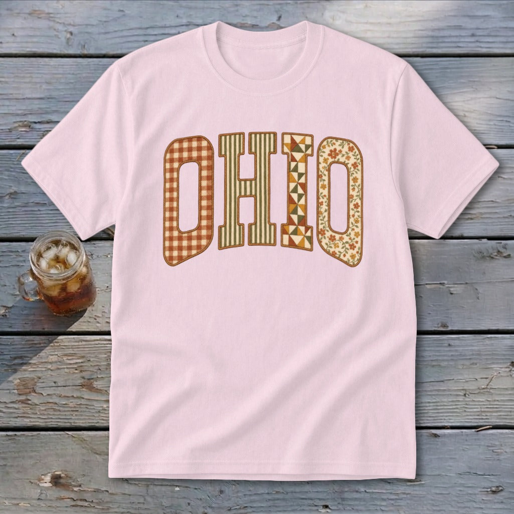 Ohio Faux Embroidery Letters Youth Tee