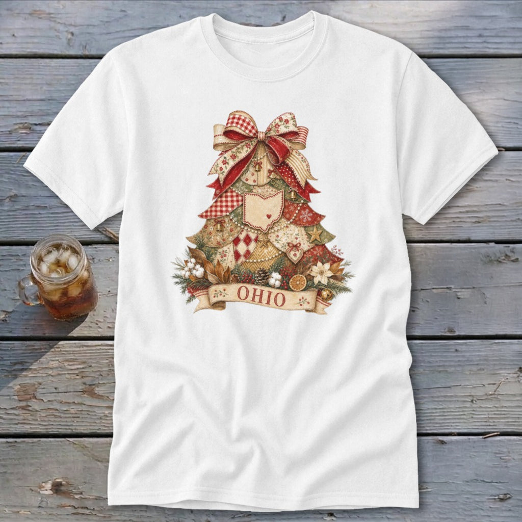 Ohio Faux Patchwork Christmas Tree Classic Tee