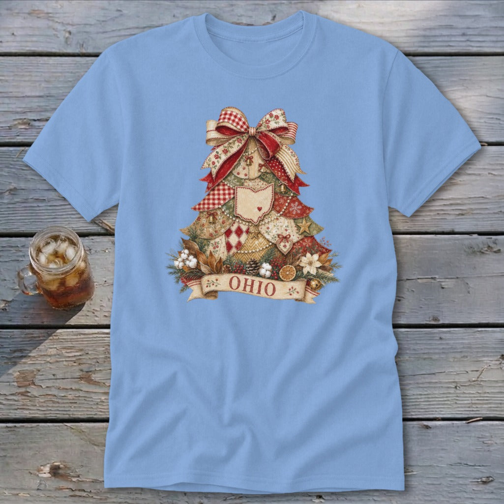 Ohio Faux Patchwork Christmas Tree Classic Tee