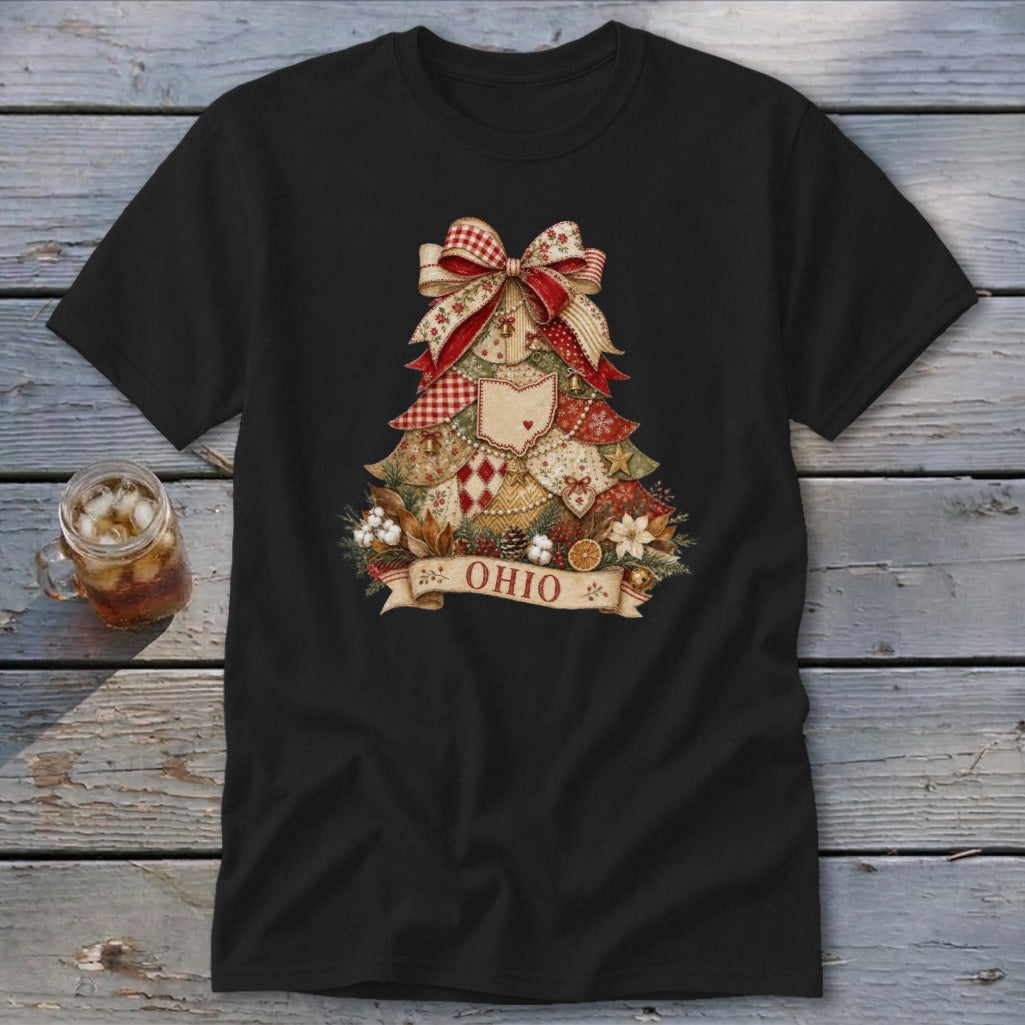 Ohio Faux Patchwork Christmas Tree Classic Tee