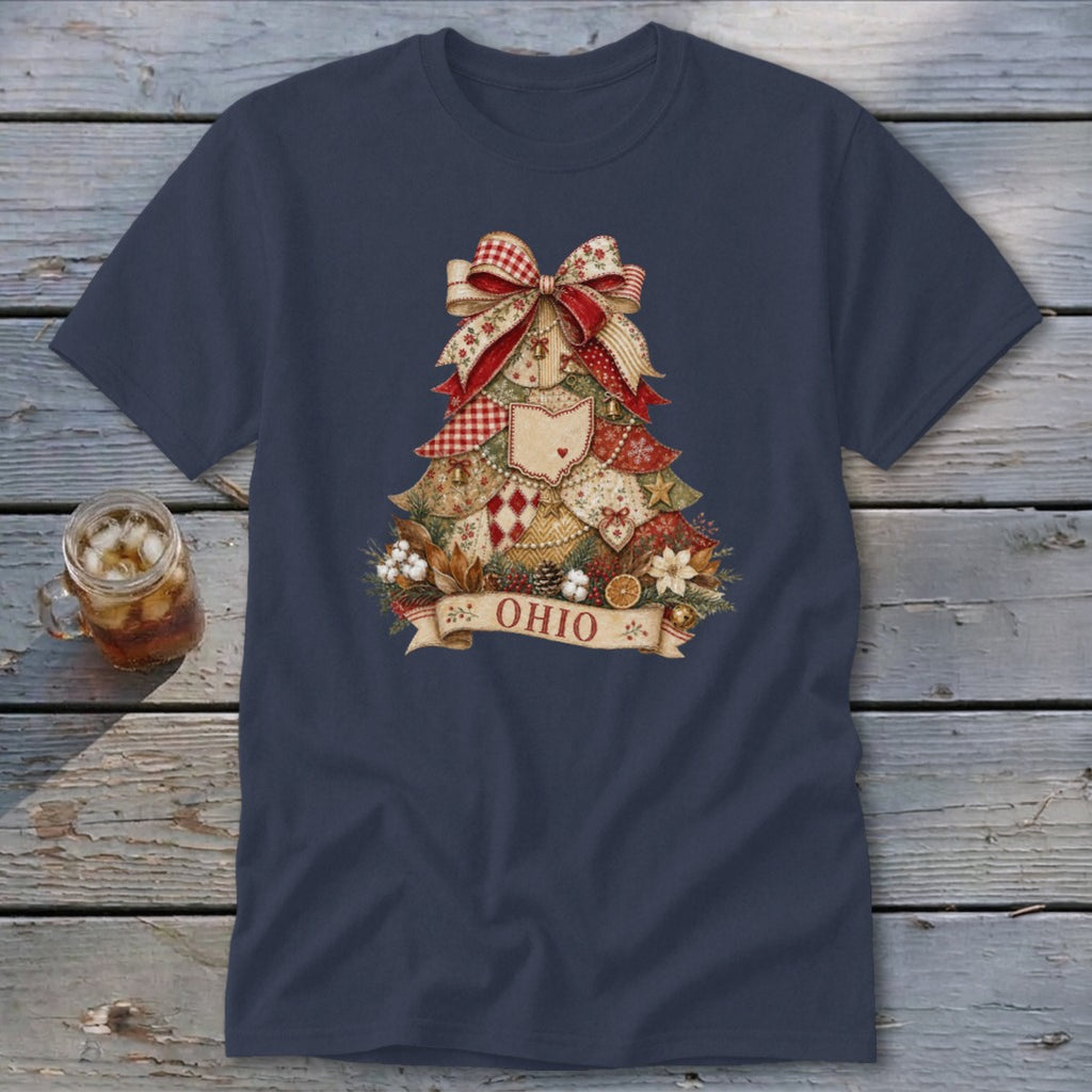 Ohio Faux Patchwork Christmas Tree Classic Tee