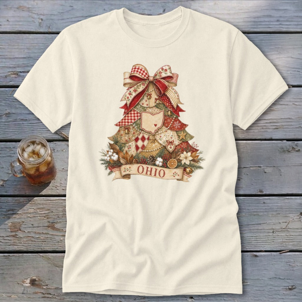 Ohio Faux Patchwork Christmas Tree Classic Tee