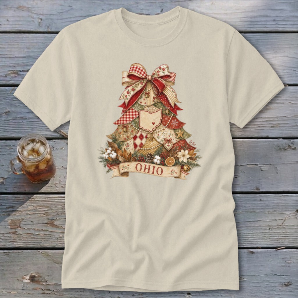 Ohio Faux Patchwork Christmas Tree Classic Tee