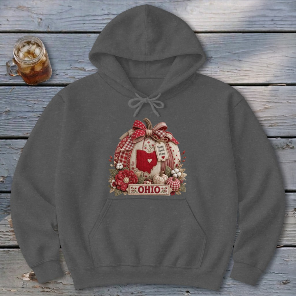 Ohio Faux Patchwork Pumpkin Hoodie