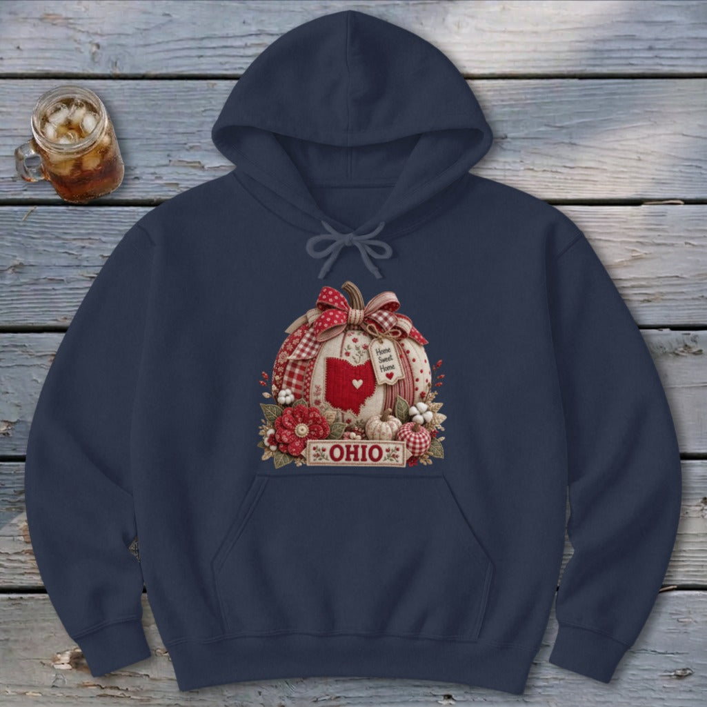 Ohio Faux Patchwork Pumpkin Hoodie