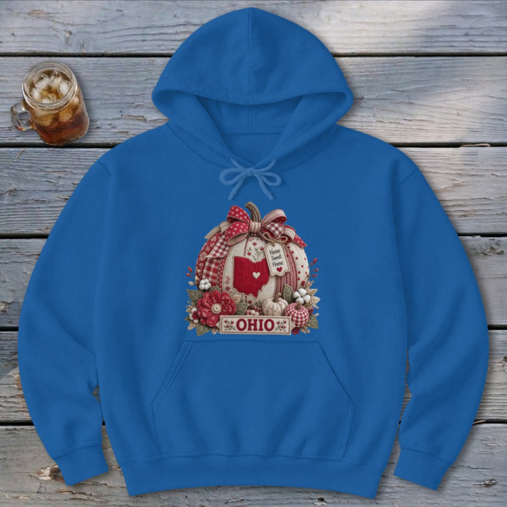 Ohio Faux Patchwork Pumpkin Hoodie