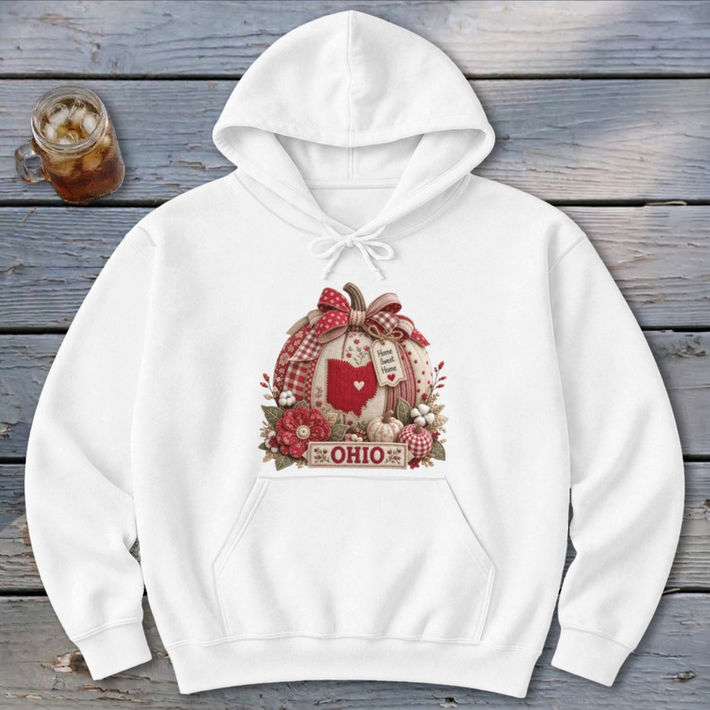 Ohio Faux Patchwork Pumpkin Hoodie