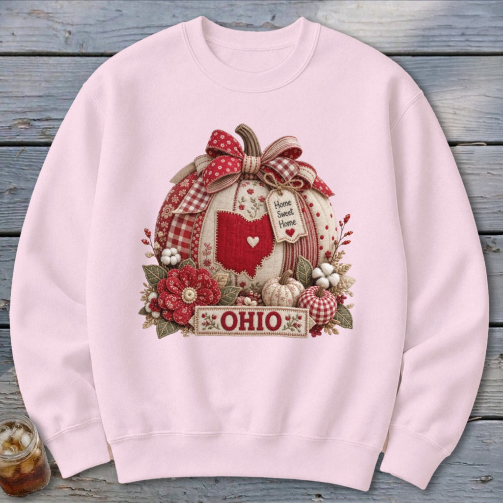 Ohio Faux Patchwork Pumpkin Sweatshirt