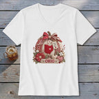 Ohio Faux Patchwork Pumpkin V-neck