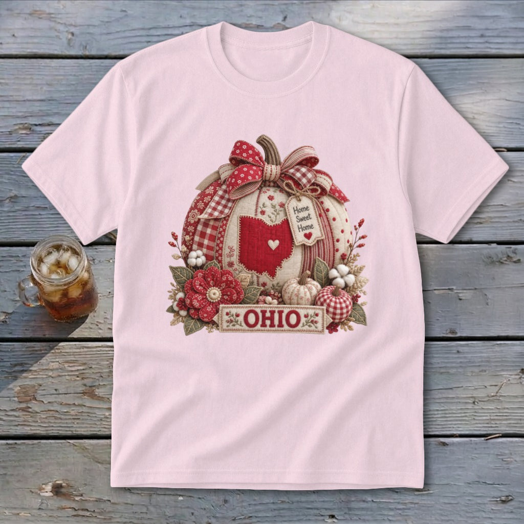 Ohio Faux Patchwork Pumpkin Youth Tee