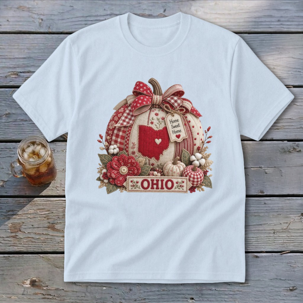Ohio Faux Patchwork Pumpkin Youth Tee