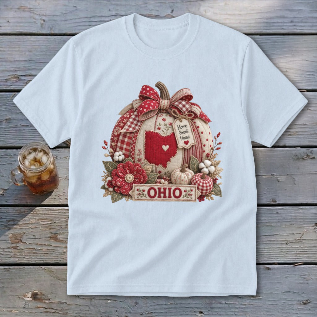 Ohio Faux Patchwork Pumpkin Youth Tee