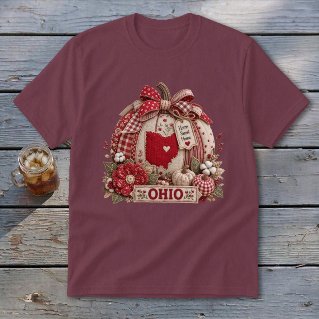 Ohio Faux Patchwork Pumpkin Youth Tee