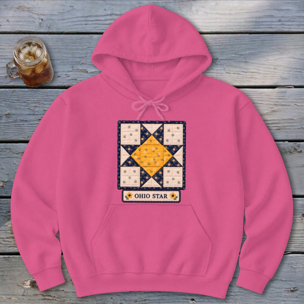 Ohio Star Faux Quilt Block Hoodie