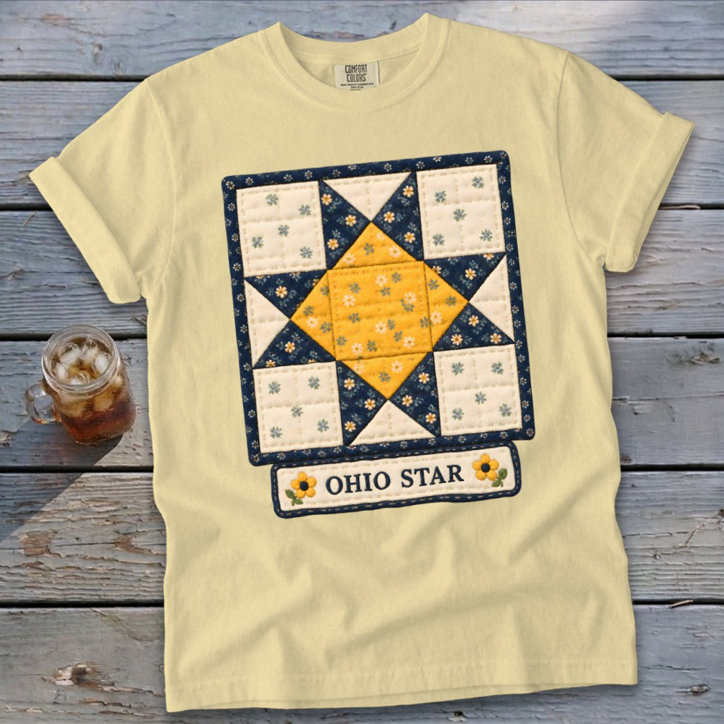 Ohio Star Faux Quilt Block Signature Tee