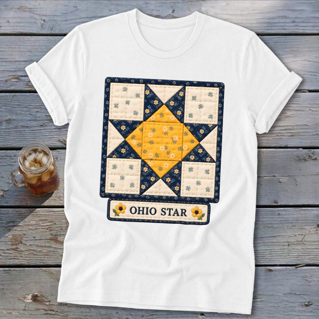 Ohio Star Faux Quilt Block Softstyle Tee