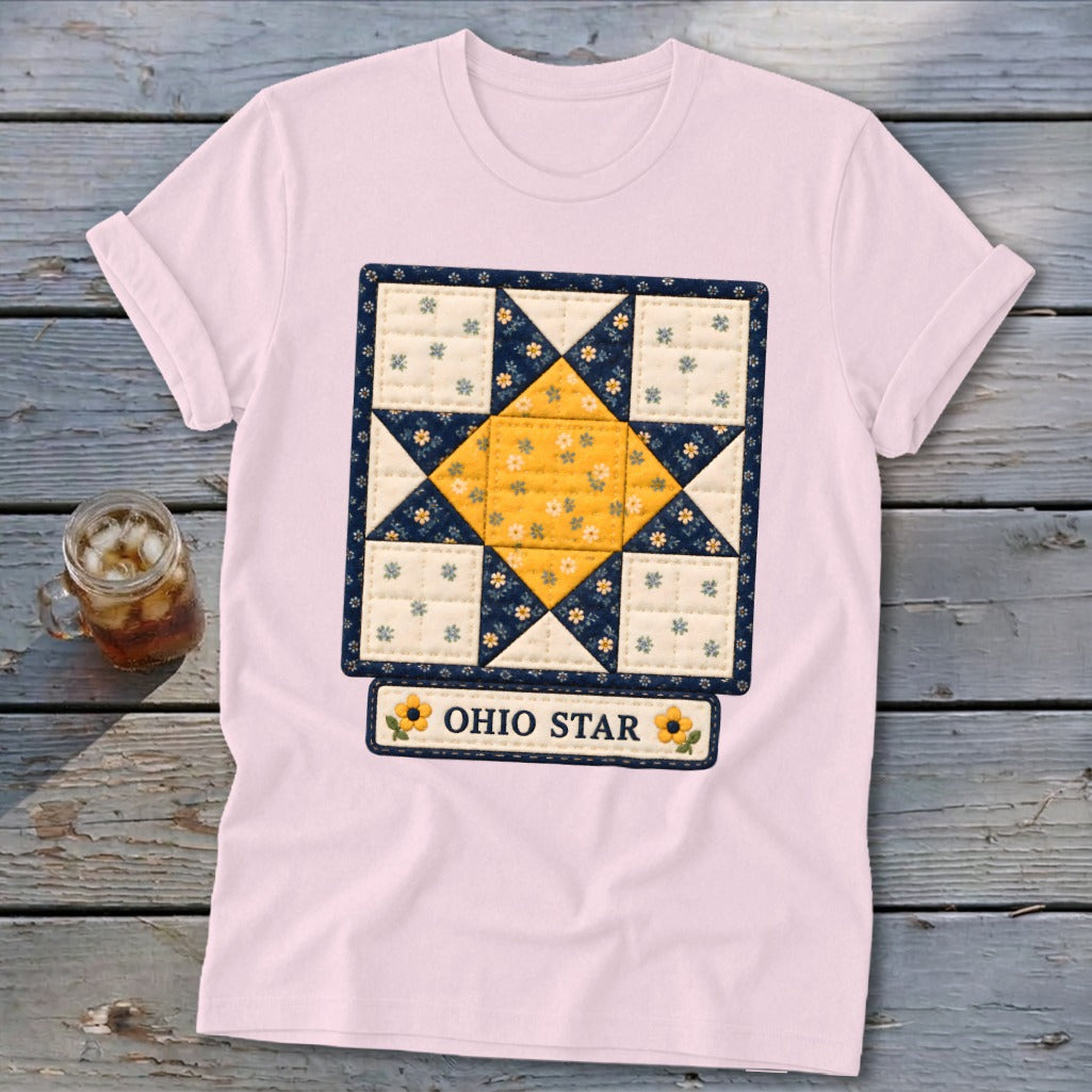 Ohio Star Faux Quilt Block Softstyle Tee