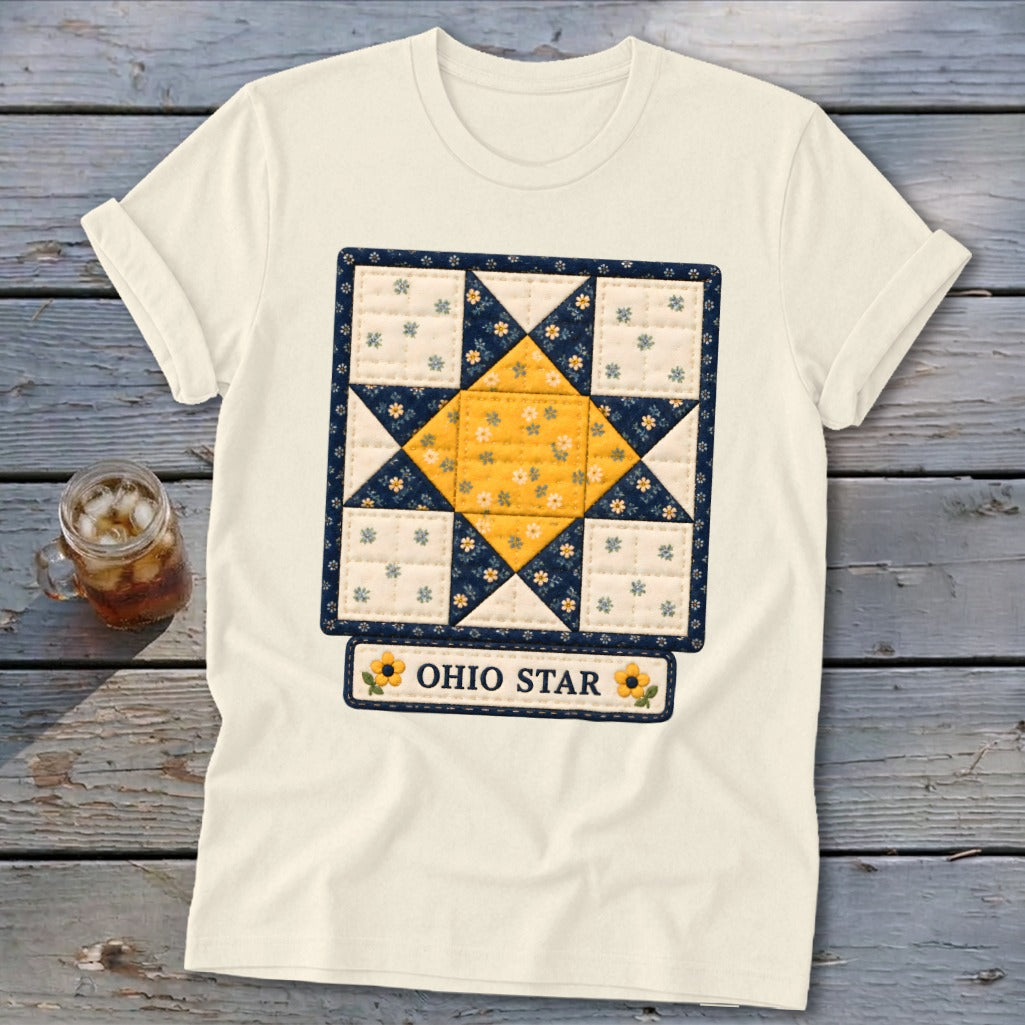 Ohio Star Faux Quilt Block Softstyle Tee