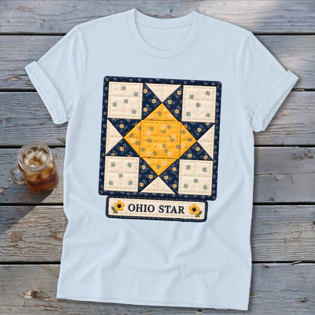 Ohio Star Faux Quilt Block Softstyle Tee