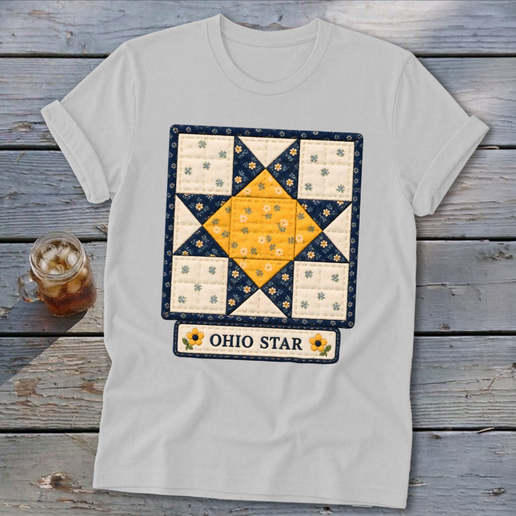 Ohio Star Faux Quilt Block Softstyle Tee