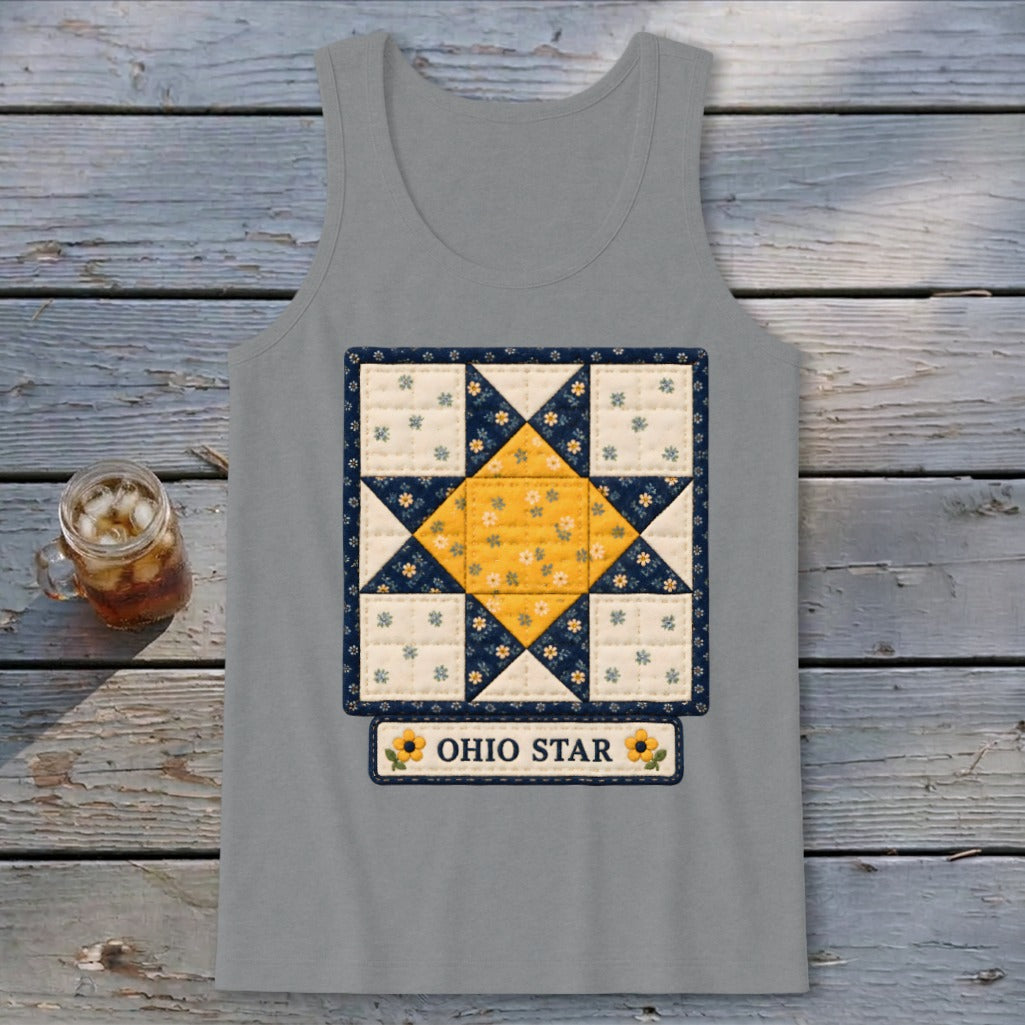 Ohio Star Faux Quilt Block Tank Top