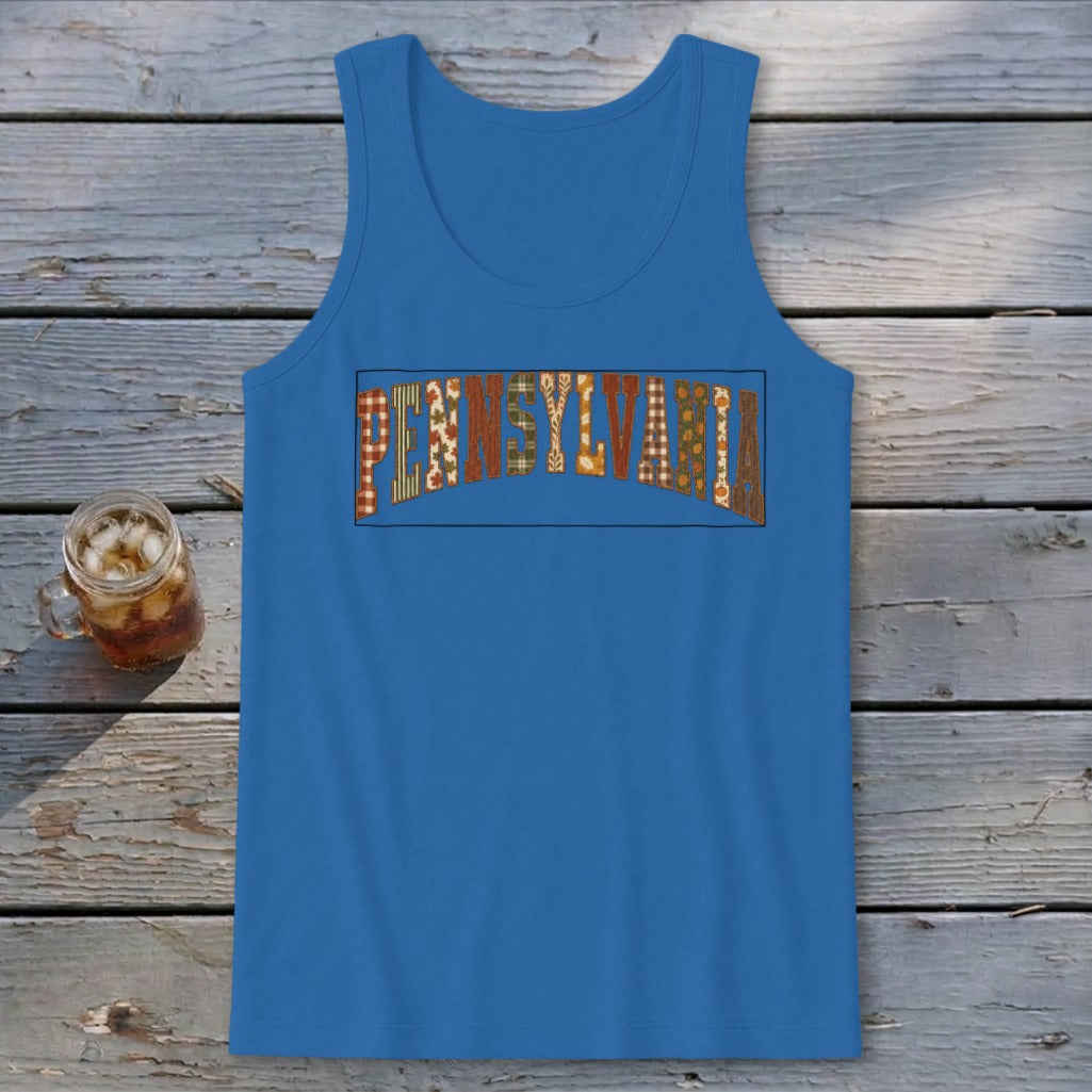 Pennsylvania Faux Embroidery Letters Tank Top
