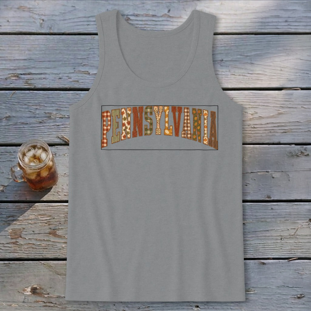 Pennsylvania Faux Embroidery Letters Tank Top