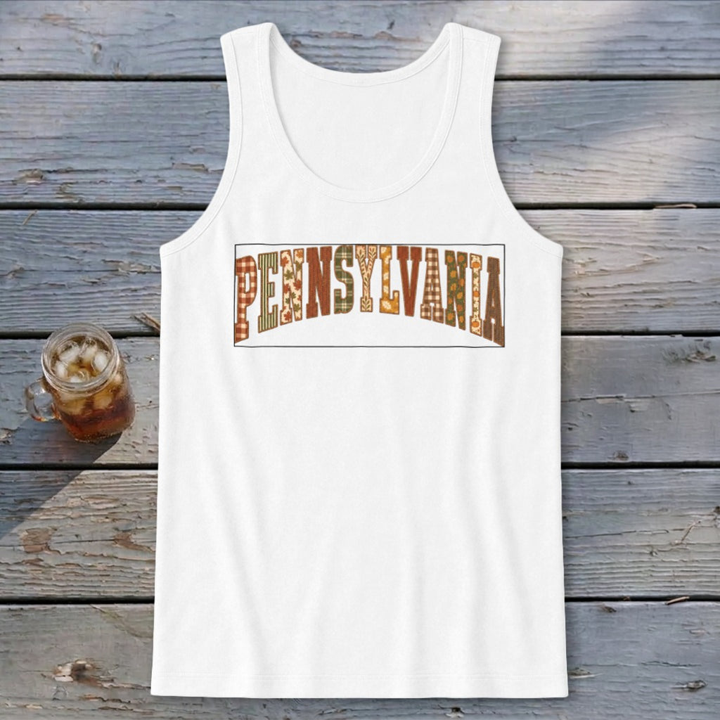 Pennsylvania Faux Embroidery Letters Tank Top