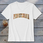 Pennsylvania Faux Embroidery Letters V-neck